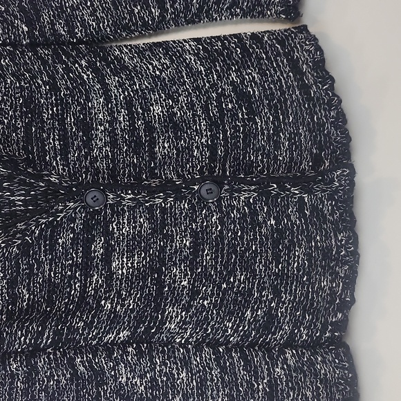 BCBGMAXAZRIA Black White Open Knit Blazer Style Button Closure Cardigan Sweater - Picture 5 of 11